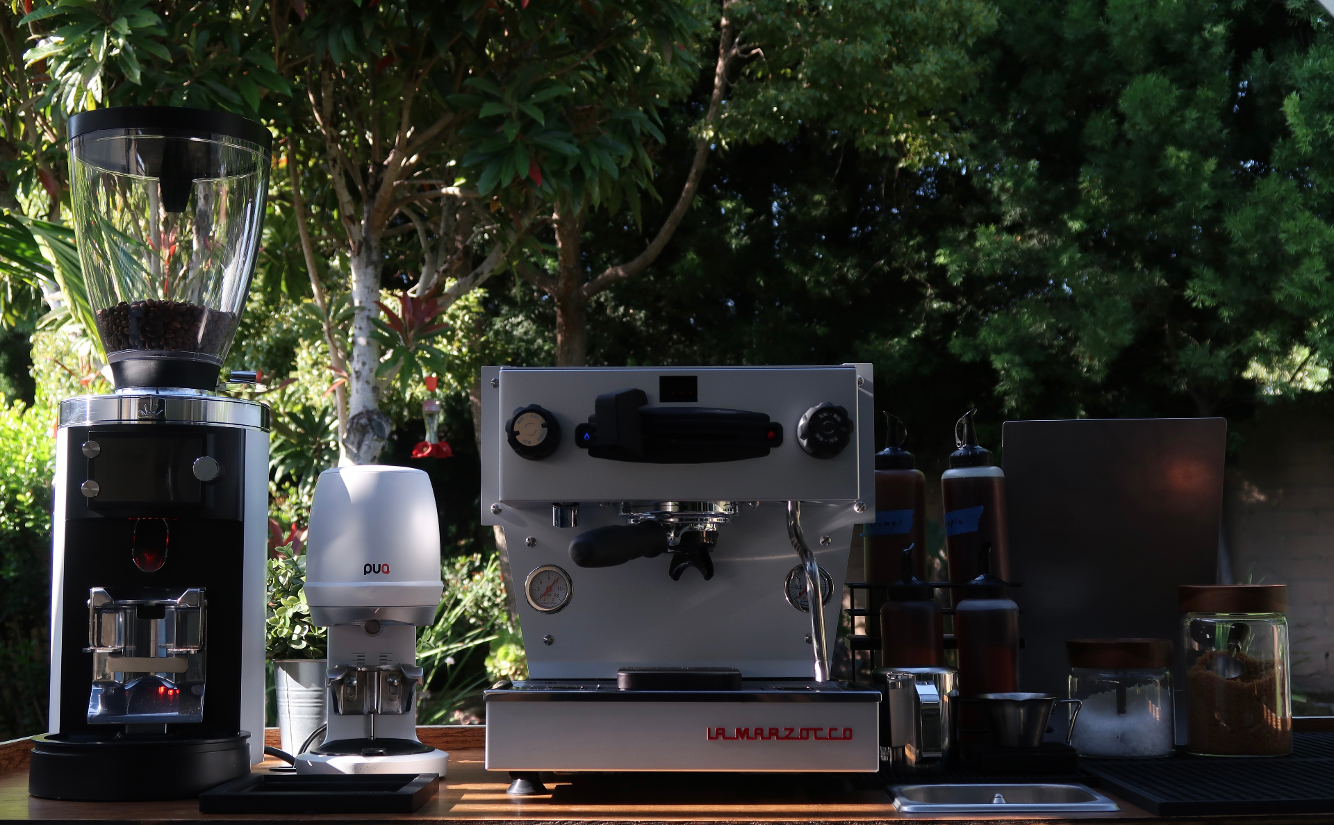 The Redcart Coffee mobile espresso cart set up outdoors
